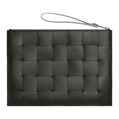 Bottega Veneta Calfskin Clutch Men's Dark Green