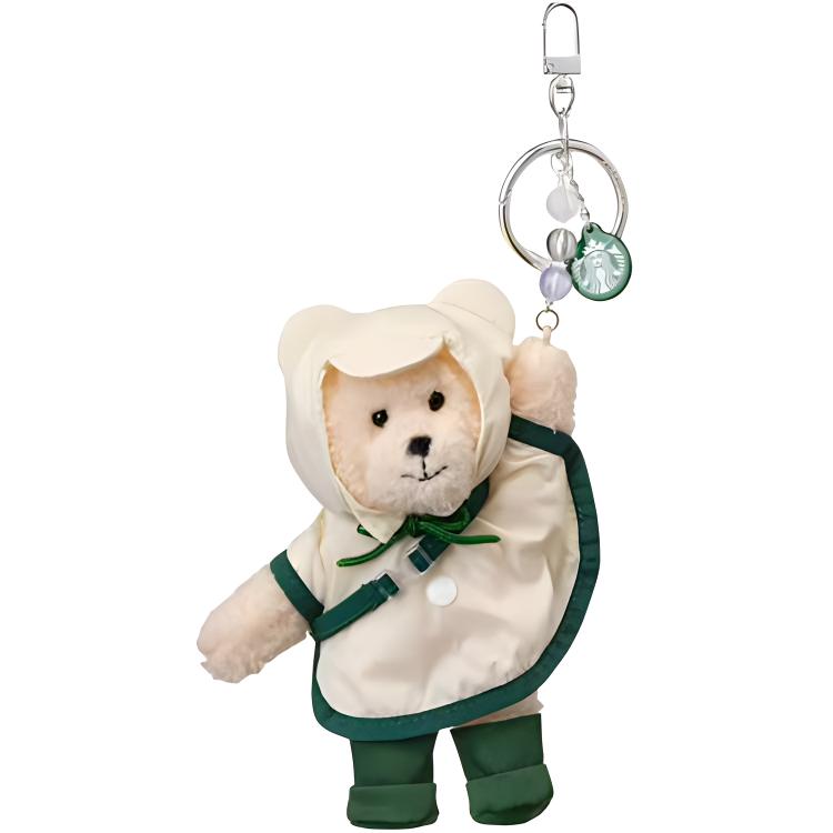 Starbucks Starbucks Плащ Медведь ключ с застежкой цвет "слоновой кости" / зеленый кукла плюшевые Подвеска 14 см высокая