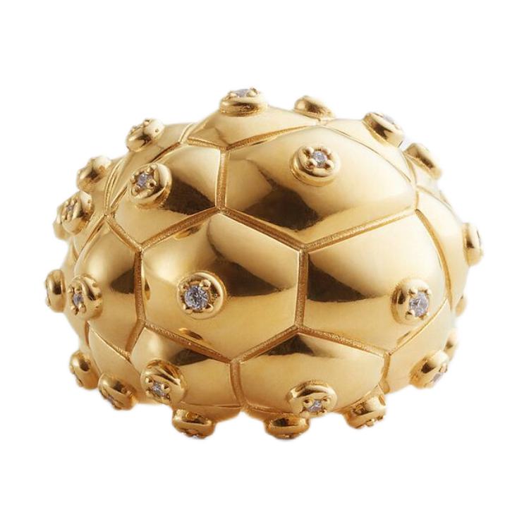 Bottega Veneta Sterling Silver With 18K Gold Plated Zircon Rings Women's Gold