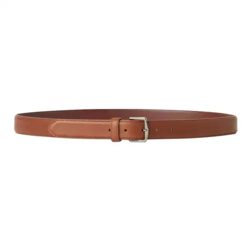 Loro Piana Badge Label Calfskin Leather Belts Men's Brown