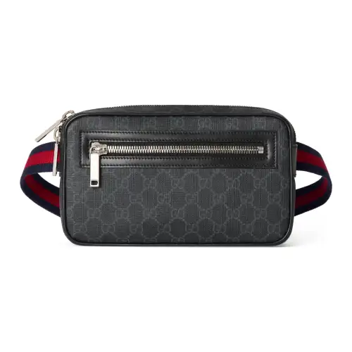 GUCCI GG Supreme Canvas With Leather Fanny Pack Men's Black