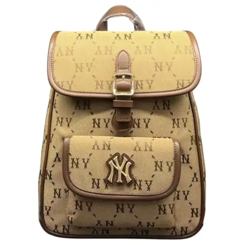 MLB Beige backpack for leisure with diamond pattern, polyester