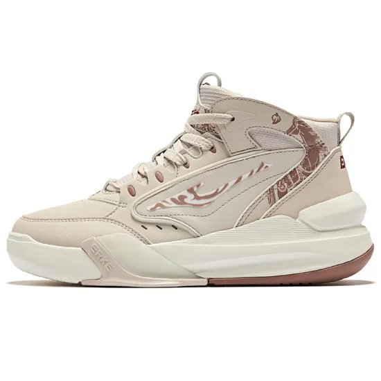 Erke Tang Palace Night Garden Skateboard Shoes Women's Mid-Top Brush Grey Cinnamon Pink