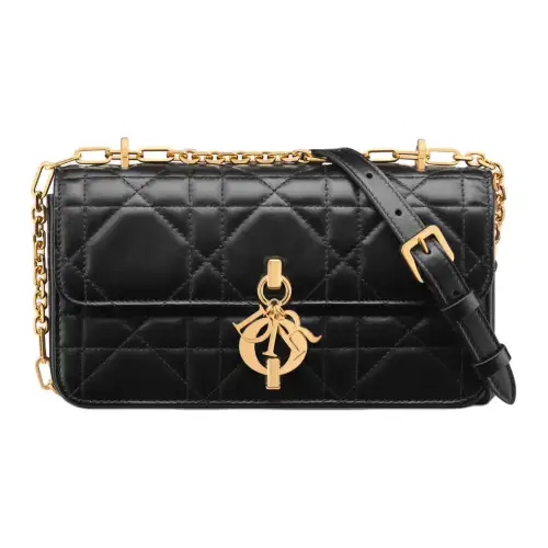 DIOR Sheepskin Portable Crossbody Bag, Shoulder Bag Women's Black