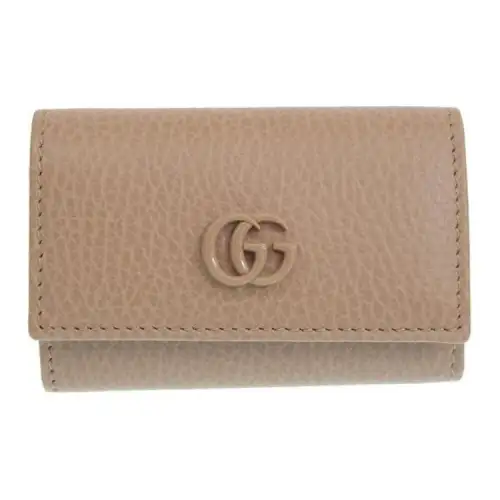 GUCCI GG Marmont Leather Key Pouch Women's Beige