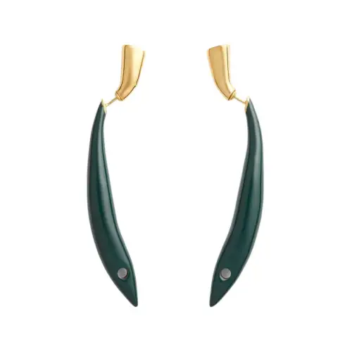 Bottega Veneta Sterling Silver Plated With 18k Gold Earrings Women's Green