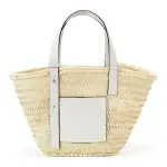 LOEWE Basket Bag In Palm Leaf And Calfskin Natural/White