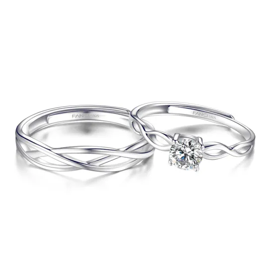 FANCI S925 Silver With Gemstones Ring Pair Unisex