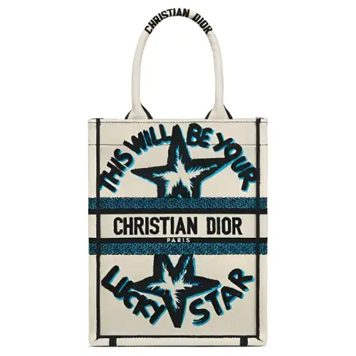 DIOR BookTote Embroidery Shoulder Bag, Crossbody Bag, Handbag Women's White
