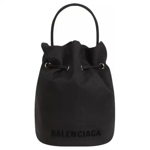 Balenciaga WHEEL Polyamide Bucket Bag, Shoulder Bag, Crossbody Bag, Handbag Extra Small Women's Black