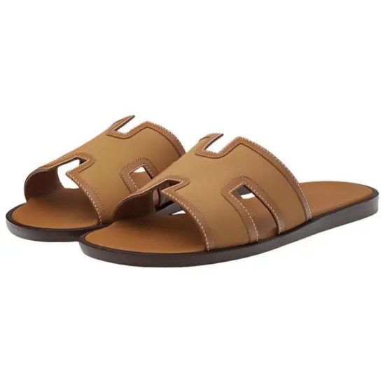 HERMES Slide Slippers Men Brown