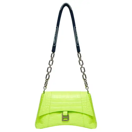 Balenciaga Downtown Cow Leather Crossbody Bag, Shoulder Bag Women's Fluorescent Yellow