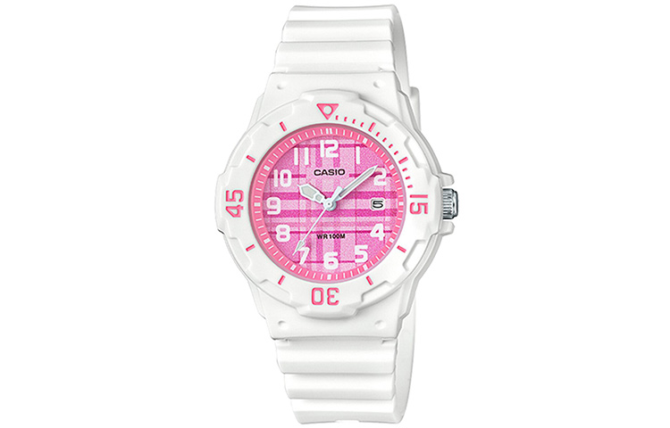CASIO Casio YOUTH series-LRW disc three-hand summer macaron digital style sports waterproof quartz movement resin strap Japanese and Korean watch women's watch pink dial