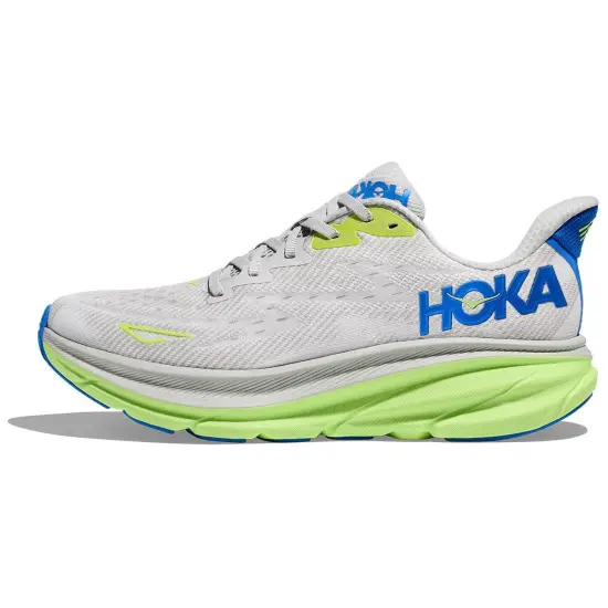HOKA ONE ONE Clifton 9 Running Shoes Men Low-Top Gray Blue/Green