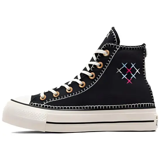 Converse Chuck Taylor All Star Lift Crafted Stitching Platform 'Black White' Women's