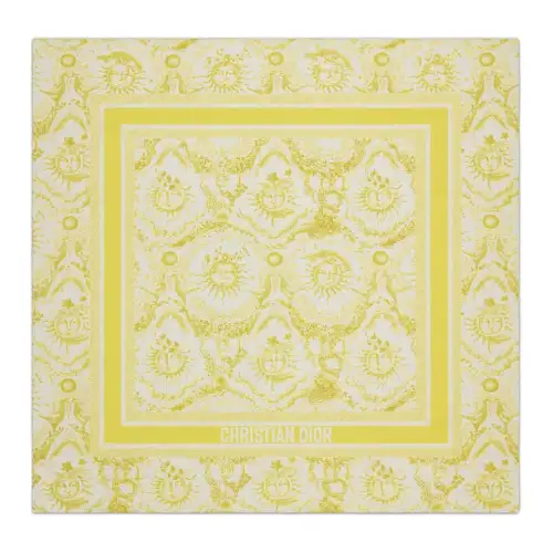 DIOR Mulberry Silk Scarves Women's Yellow