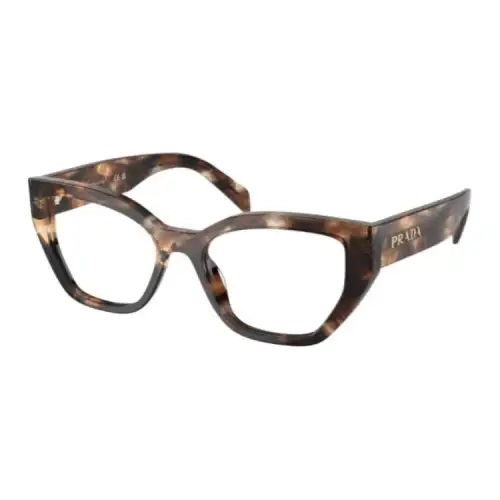 PRADA Plastic Irregular Shape Eyeglass Frames Women's Brown
