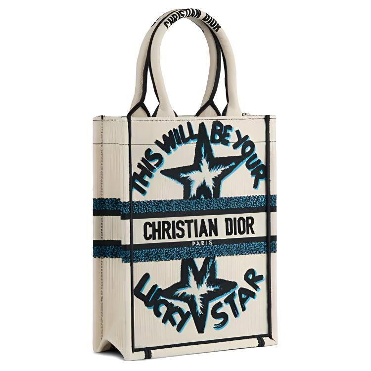 Женская сумка Dior BookTote Lucky Star (белая) — фото 2