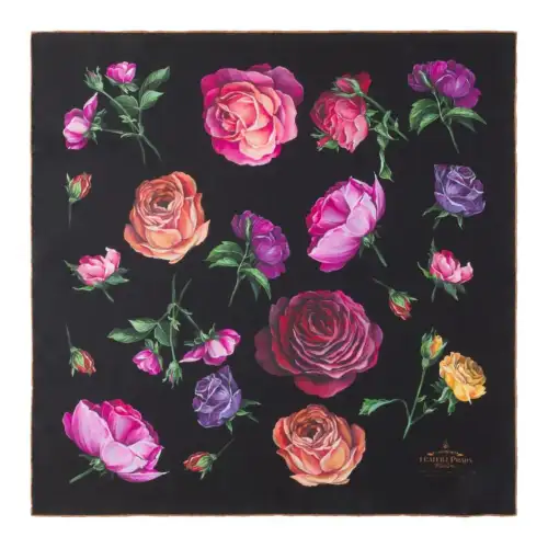 PRADA Silk Scarves Women's Black/Pink/Multicolor