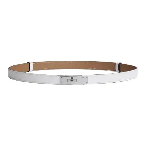 HERMES Kelly Palladium Plated Calfskin Leather Belts Women's Width 1.8cm