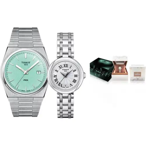 TISSOT Quartz Movement 100m Waterproof Unisex Watch 39.5mm Green Dial Stainless Steel Case