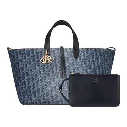 DIOR Oblique Jacquard Fabric Tote Bag, Shopping Bag, Native Bag, Handbag Large Women's Blue