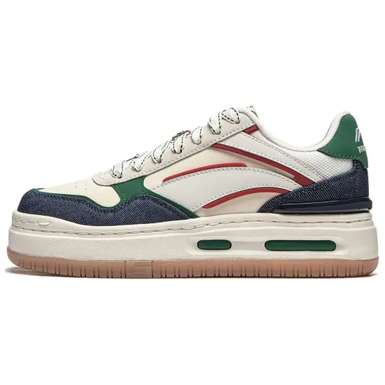LINING Future C1 Skateboard Shoes Women's Low-Top Ecru/Twilight Blue/Spruce Green