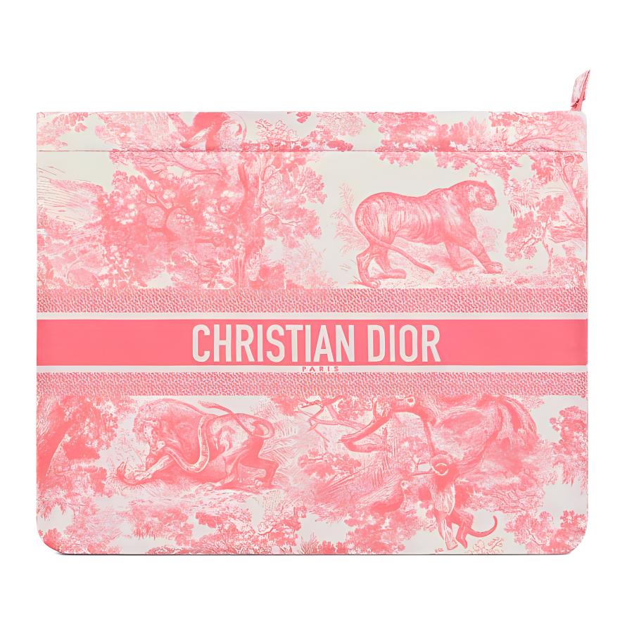 DIOR Dior DiorTravel 2024 Resort Series Toile de Jouy Sauvage Graphic Print Technical Fabric Clutch Women's Candy Pink