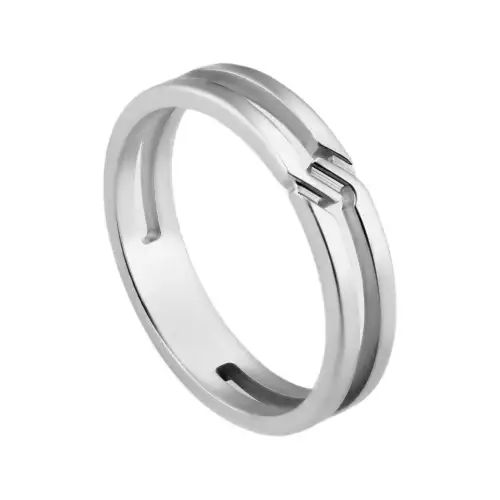 GUCCI 18K White Gold Rings Unisex Silver