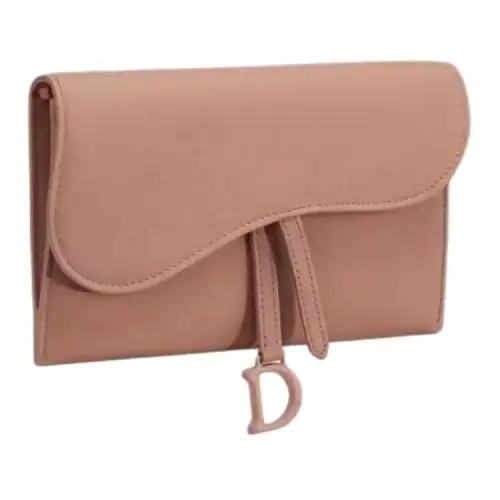 DIOR Smooth Cow Leather Saddle Clutch Women's Crimson