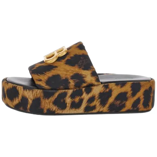 Balenciaga Rise Leopard Print Slides Women's