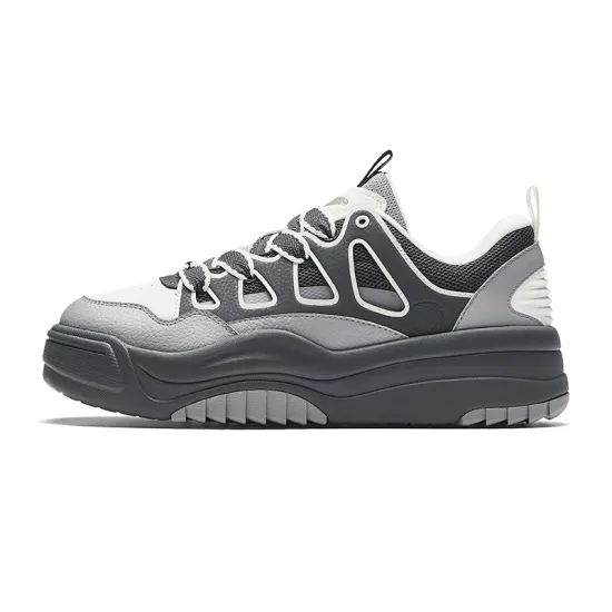 Anta Life Collection Anti Slip Wear Resistant Low Top Skateboard Shoes Men's Gray White
