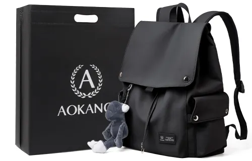 AOKANG Fabric Backpack Laptop Bag Business Trip Travel Bag Backpack Large Unisex Black/Gray