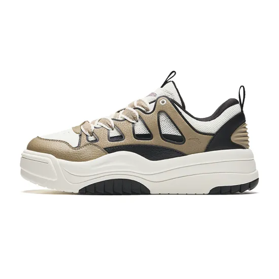 ANTA Life Collection Skateboard Shoes Men Low-Top Weathered Wood/Ivory White/Basic Black