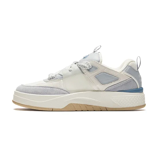 ANTA Life Collection Skateboard Shoes Women's Low-Top Ivory White/Snowy Grey