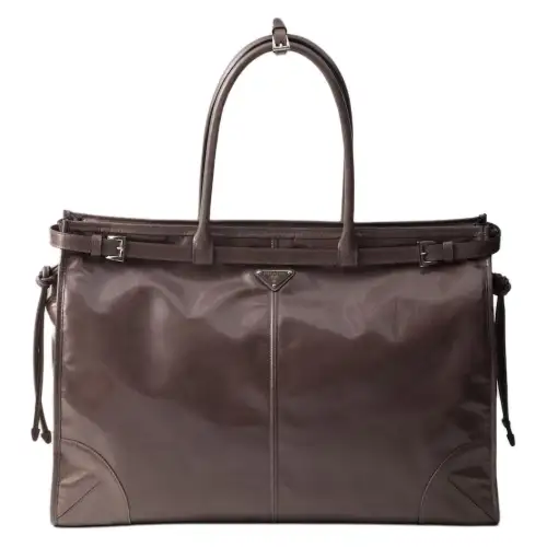 PRADA Leather Tote Bag, Shopping Bag, Handbag Men's Cork Beige