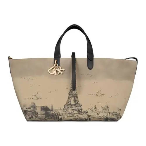 DIOR Waterproof Canvas Combo Bag, Canvas Bag, One Shoulder Handbag Large Women's Beige & Black