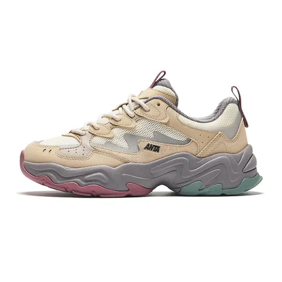ANTA Meteorite Chunky Sneakers Women's Low-Top Light Beige/Natural Wood/Charcoal Gray