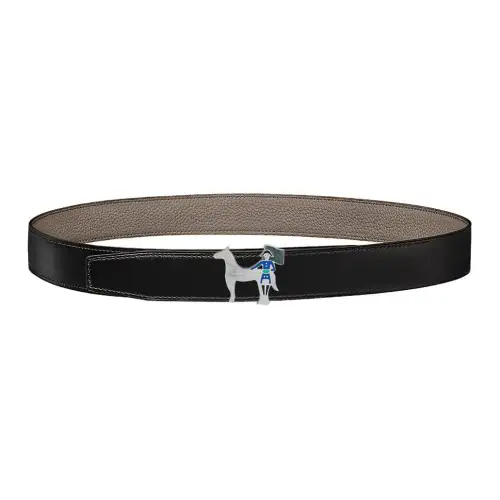 HERMES Artificier Calfskin Leather Belts Men's Width 3.2cm