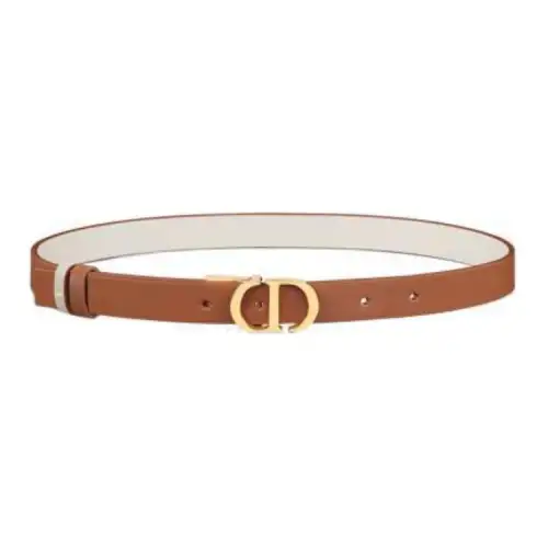 DIOR Calfskin Leather Belts Women's Brown Width 2cm
