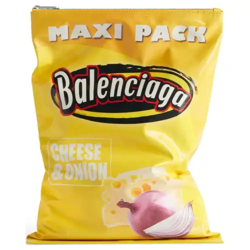 Balenciaga Smooth Finish Calfskin Potato Chip Bag Clutch Women's Yellow