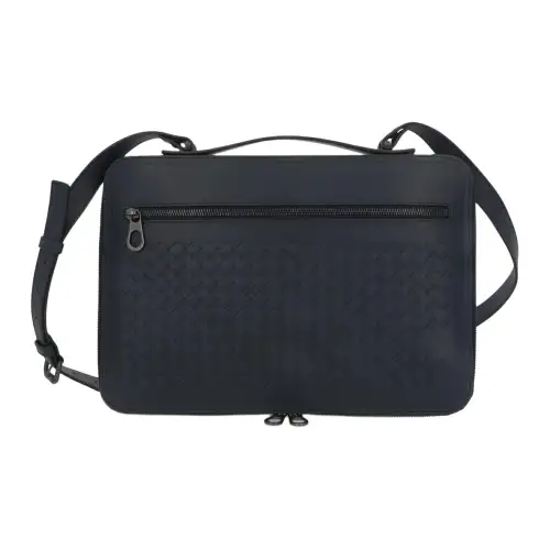 Bottega Veneta Leather Laptop Bag Men's Marine Blue