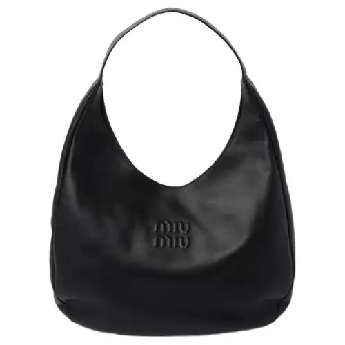 MIU MIU Leather Hobo Bag, Handbag, Shoulder Bag Women's Black
