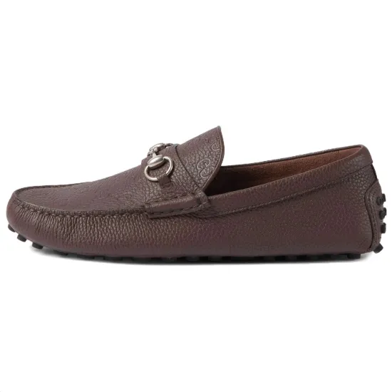 GUCCI Horsebit Gommino Loafers Men Dark Brown