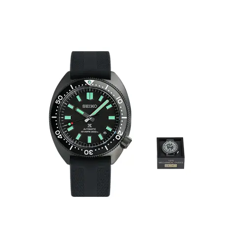 SEIKO Prospe Collection Automatic Mechanical Movement Silicone Strap Watch Men's Watches Black Dial