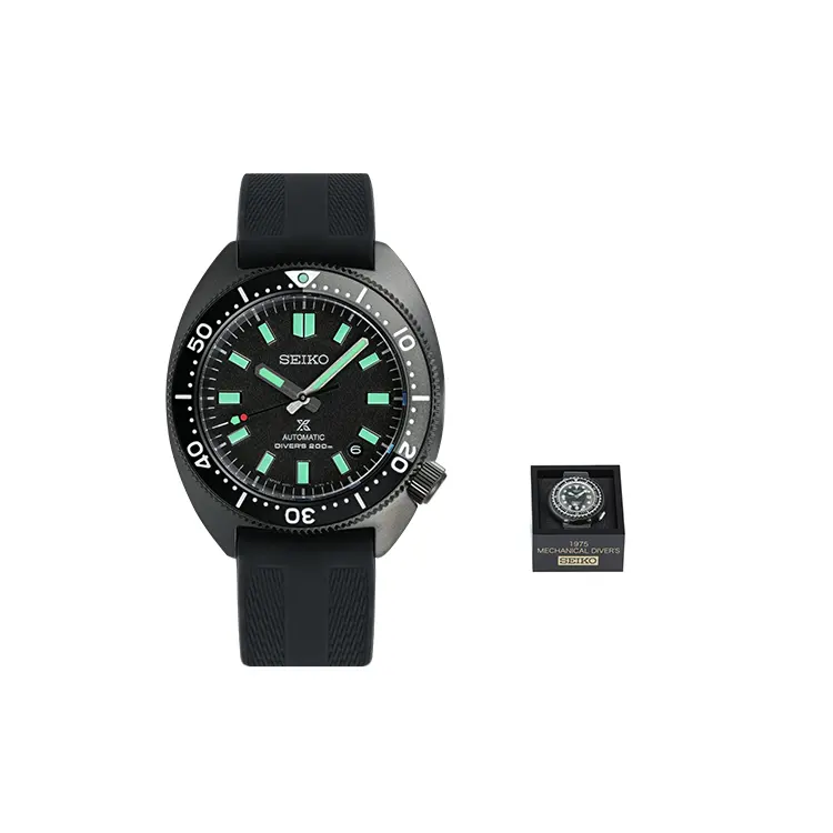 SEIKO Prospe Collection Automatic Mechanical Movement Silicone Strap Watch Men's Watches Black Dial