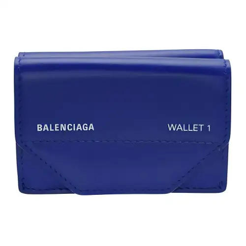 Balenciaga Leather Wallet Clutch Unisex Blue