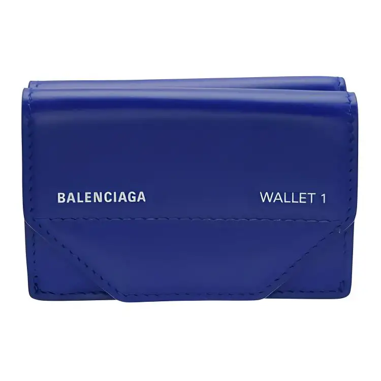 Balenciaga Leather Wallet Clutch Unisex Blue