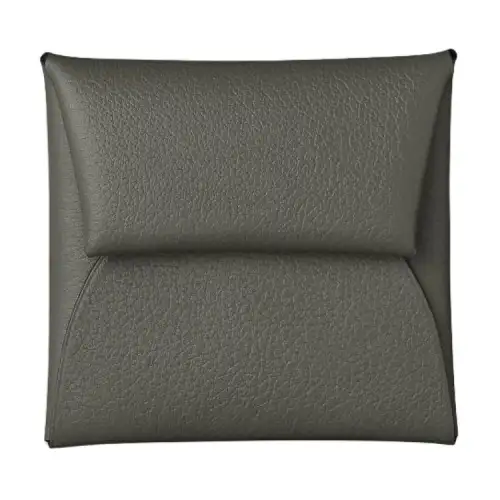 HERMES Bastia Evercolor Calfskin Coin Purse Wallet Women's 0L Grismeyer Rain Cloud Gray