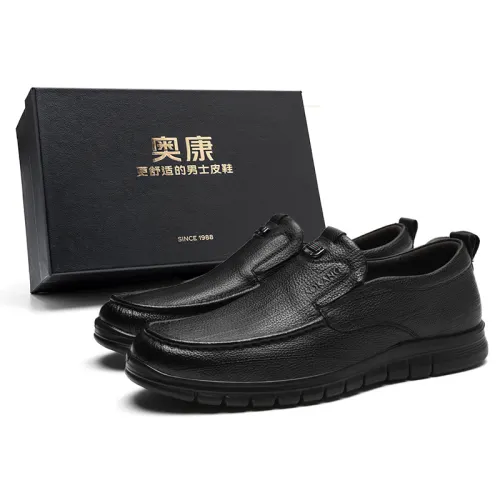 AOKANG cow leather slip-on Loaf fashion slip-on leather shoes, perfect for workplace commuting, wear-resistant, comfortable and breathable, low-top lifestyle shoes, men's style